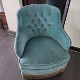 Upholstered velvet toad armchair