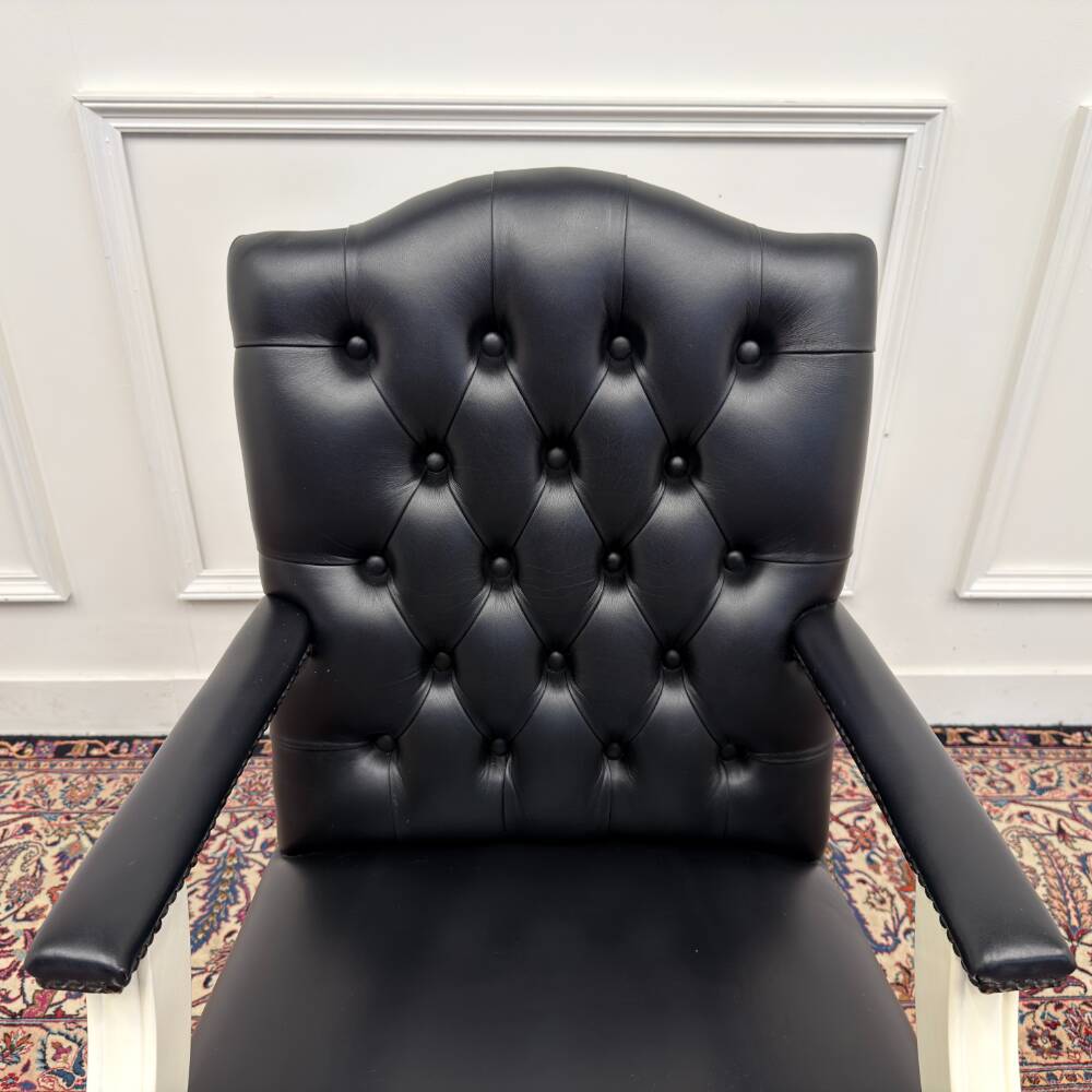 Classic English White Chesterfield Office Chair