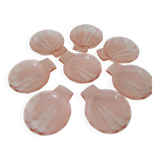 8 pink glass scallop shell bowls