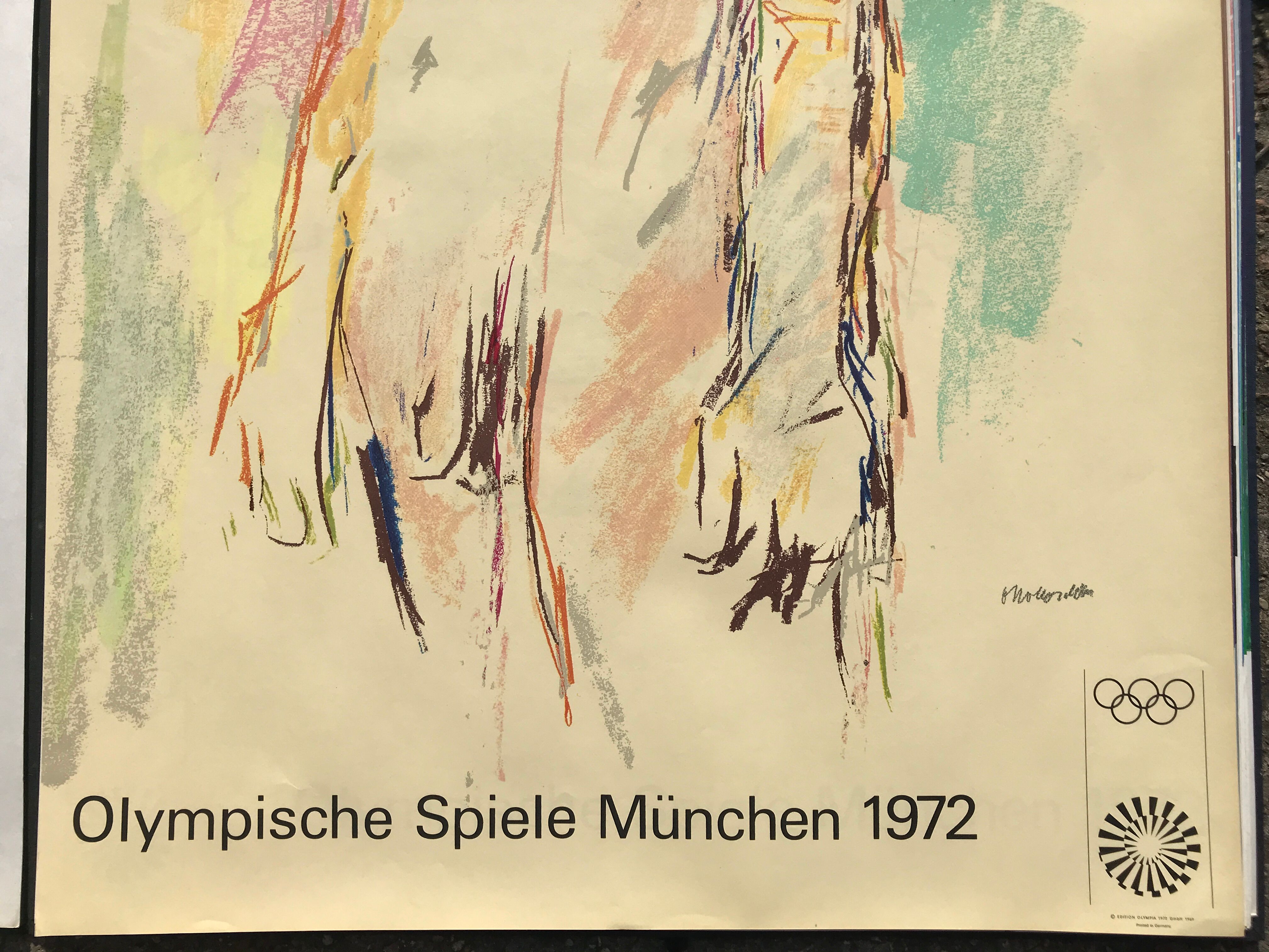 Kokoschka oskar (1886-1980) olympische spiele munchen, 1972. original poster
