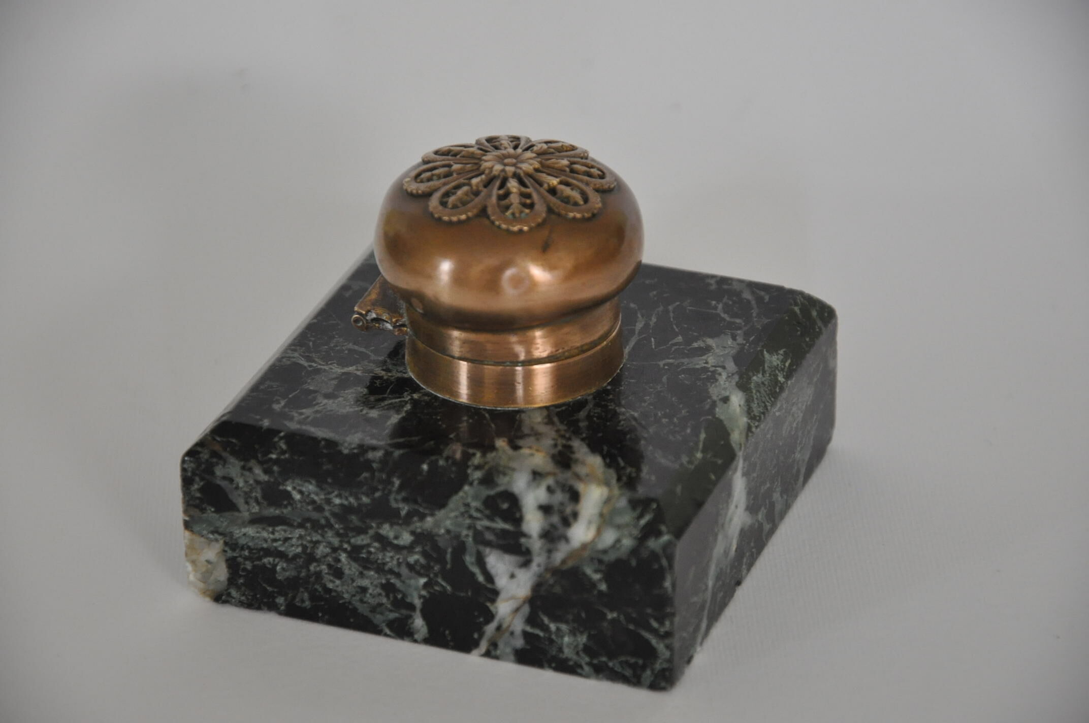 Encrier ancien marbre et bronze