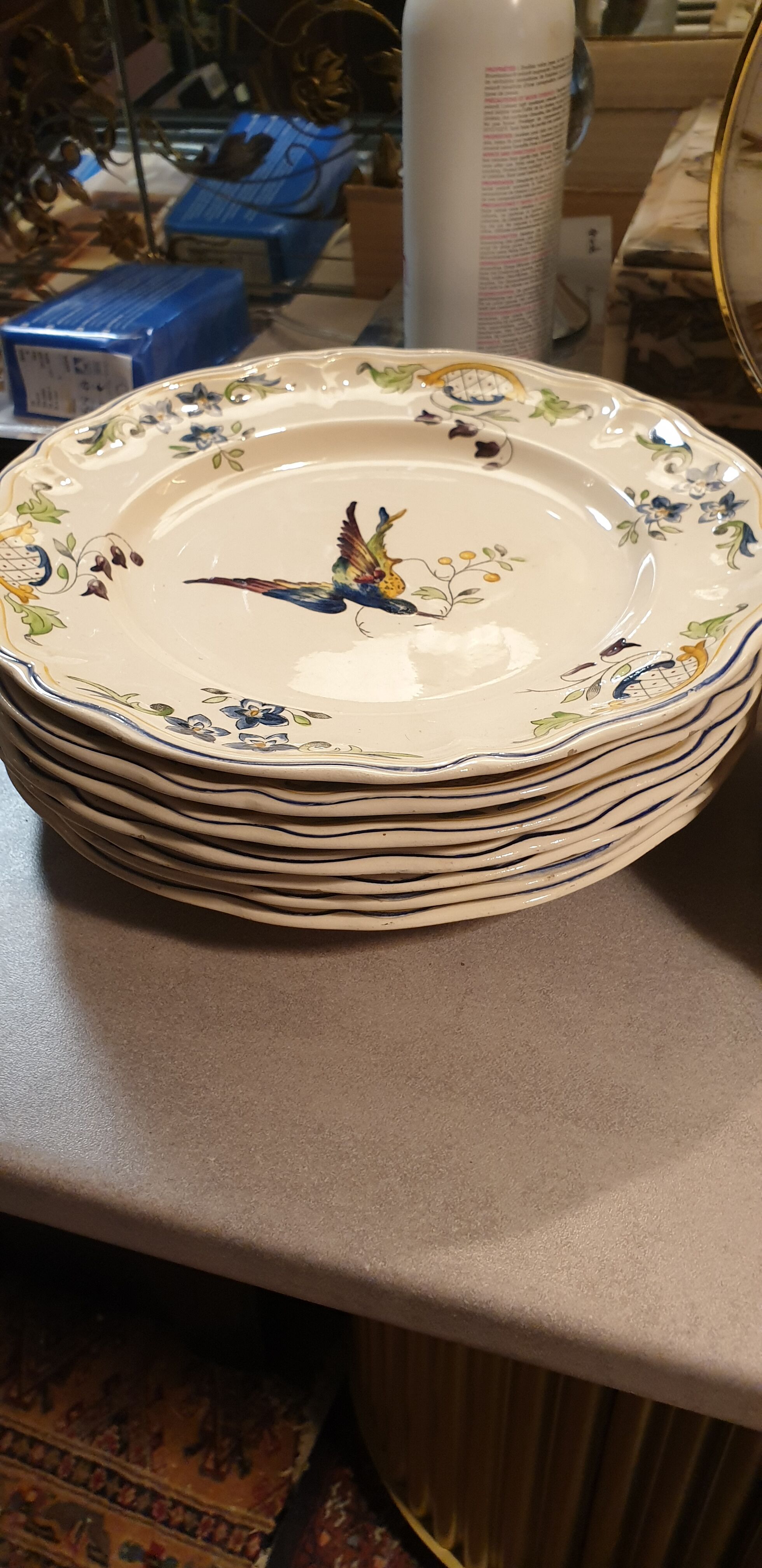 15 plates longchamp model clery decor bird