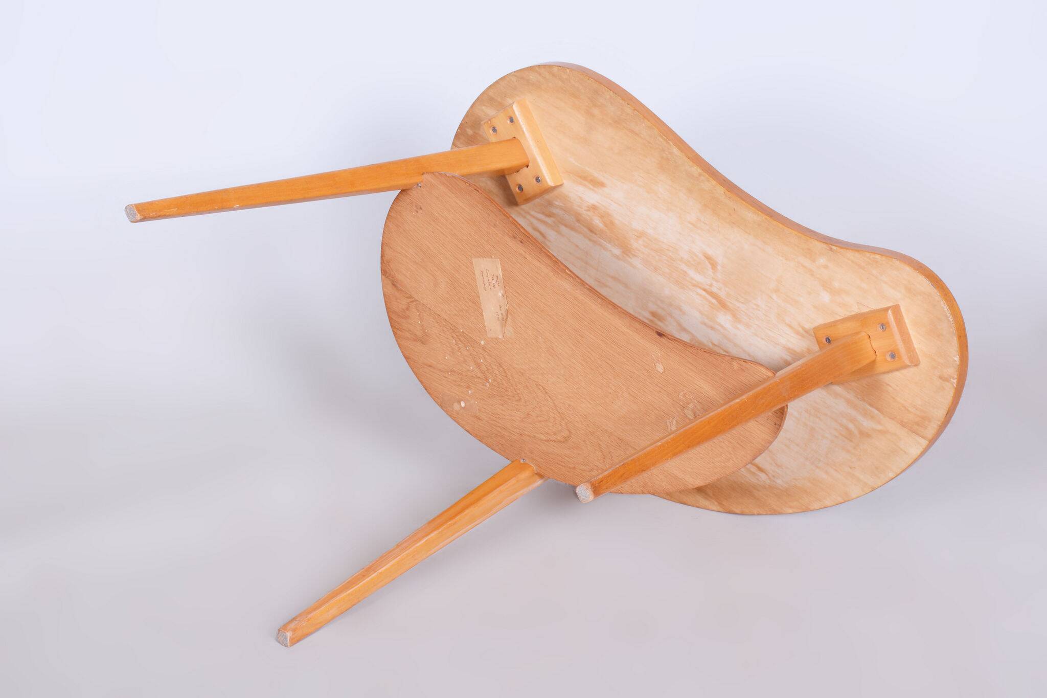 Original Beech MidCentury Small Table, Well Preserved Condition, Czechia, 1950s