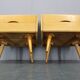Ensemble de tables de chevet et commode avec étagère en verre des années 1960, Tchécoslovaquie
