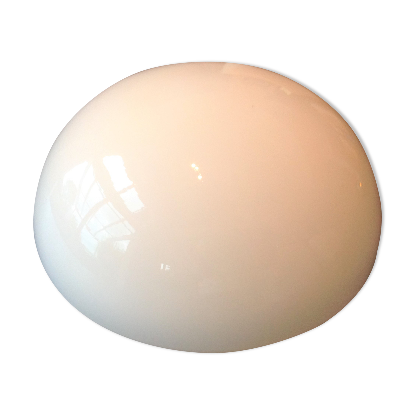 Half moon ceiling lamp in vintage white opaline 60/70s