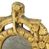 Petit miroir ancien patiné en bois doré du XIXe siècle