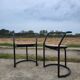 Set 2 tub chair Italian design black tubular metal frame - cane seat