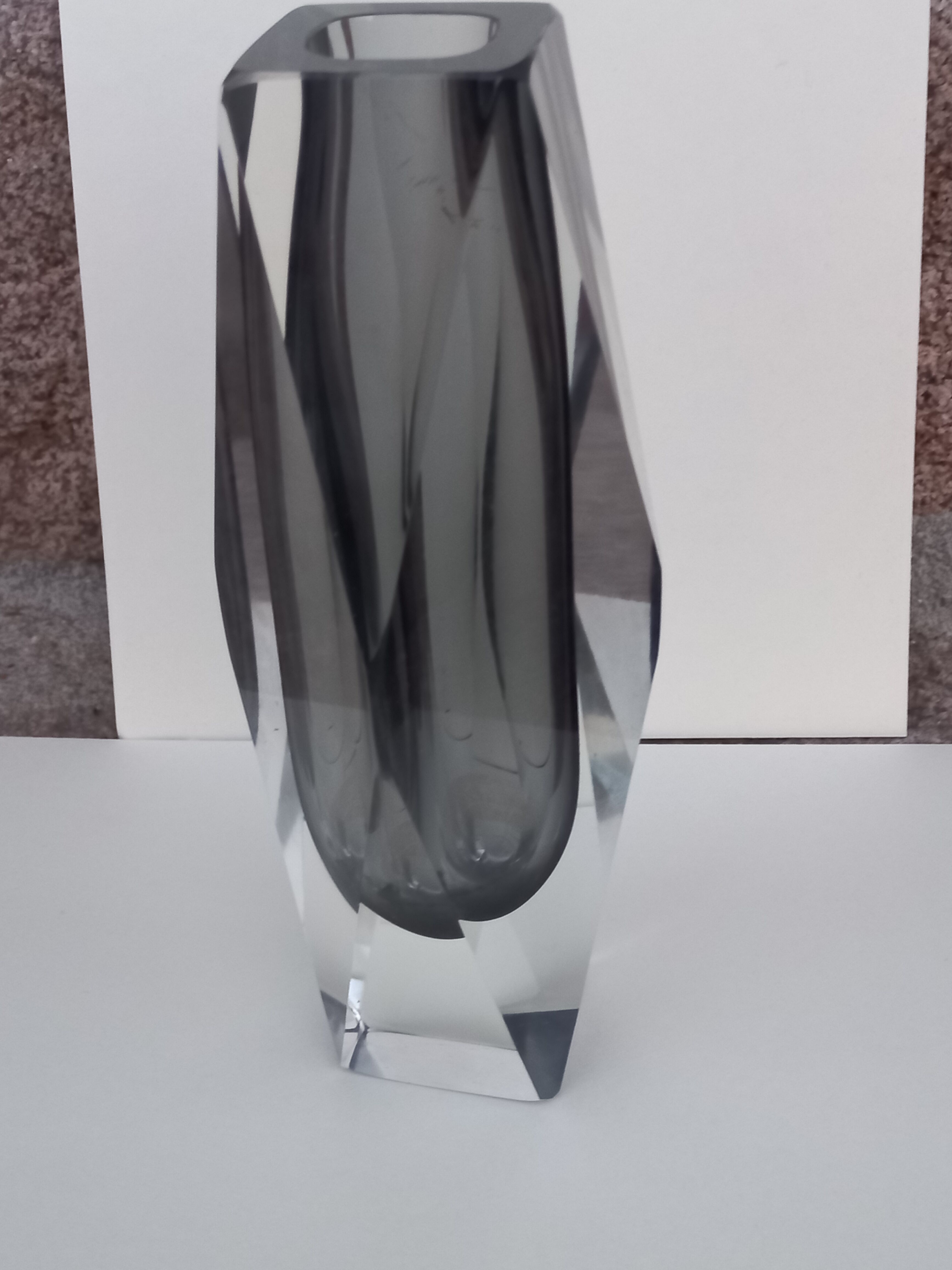Glass vase Sommerso Murano of the 70s 21cm