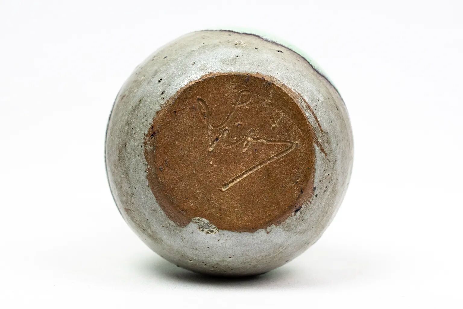 Eugène Lion, stoneware vase from Puisaye, Carriès school, turquoise glaze.