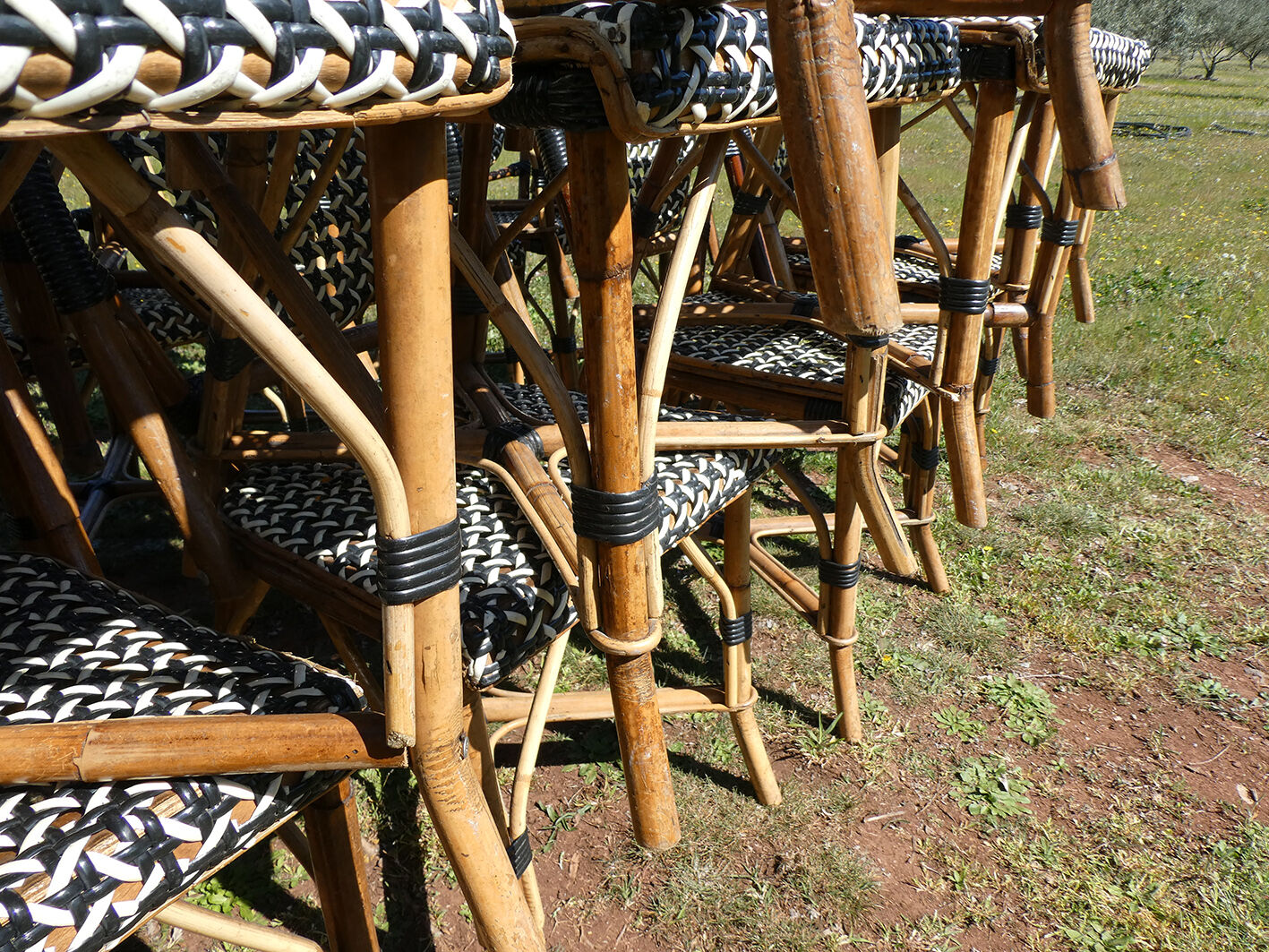 Set of 6 chairs Bistro terrace type Paris in rattan & braiding
