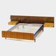 Vintage double bed with nightstands in teak, maple, brass & glass, 1960s