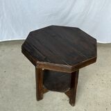 Pedestal table or small octagonal side table quadripod base with modernist spacer