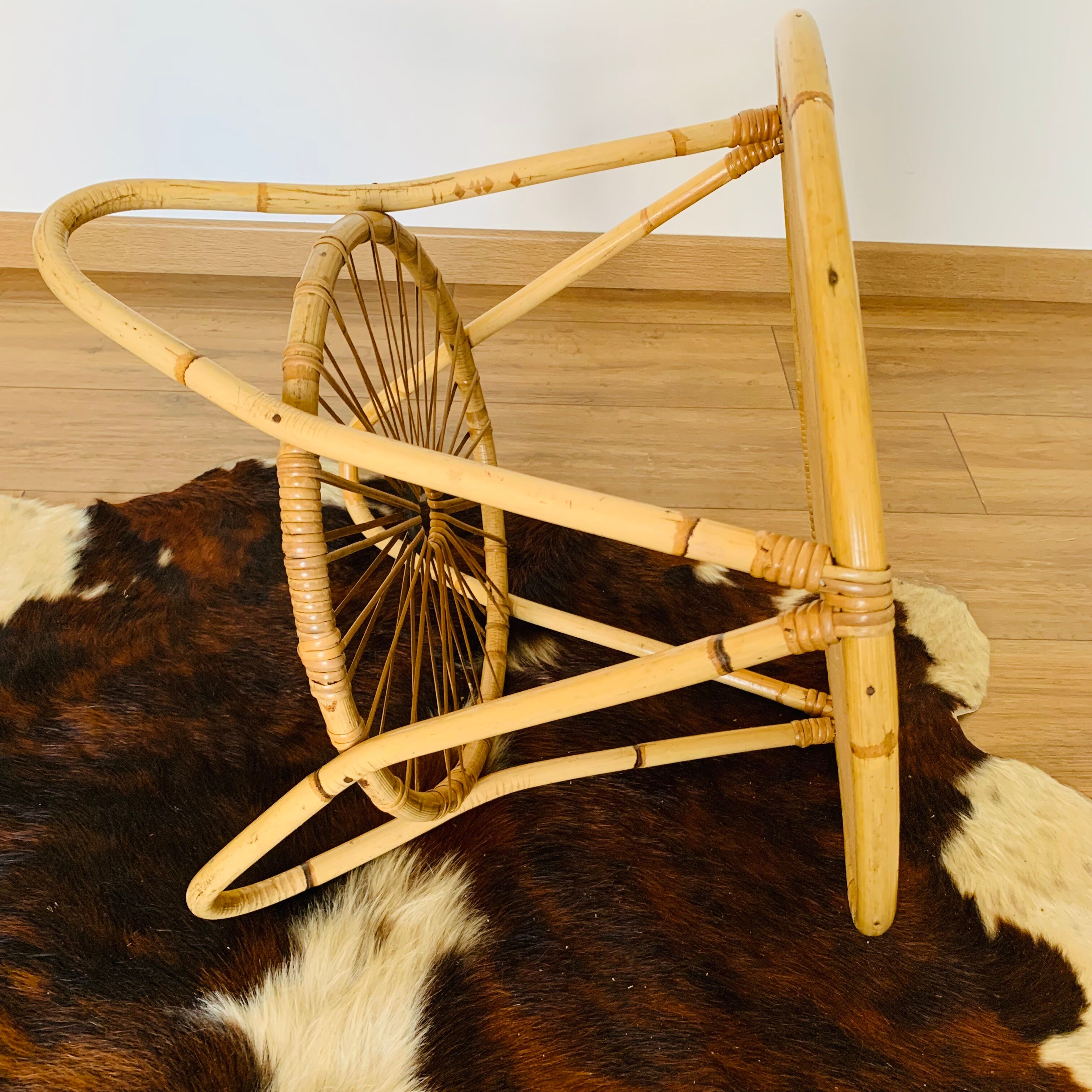Rattan tripod coffee table