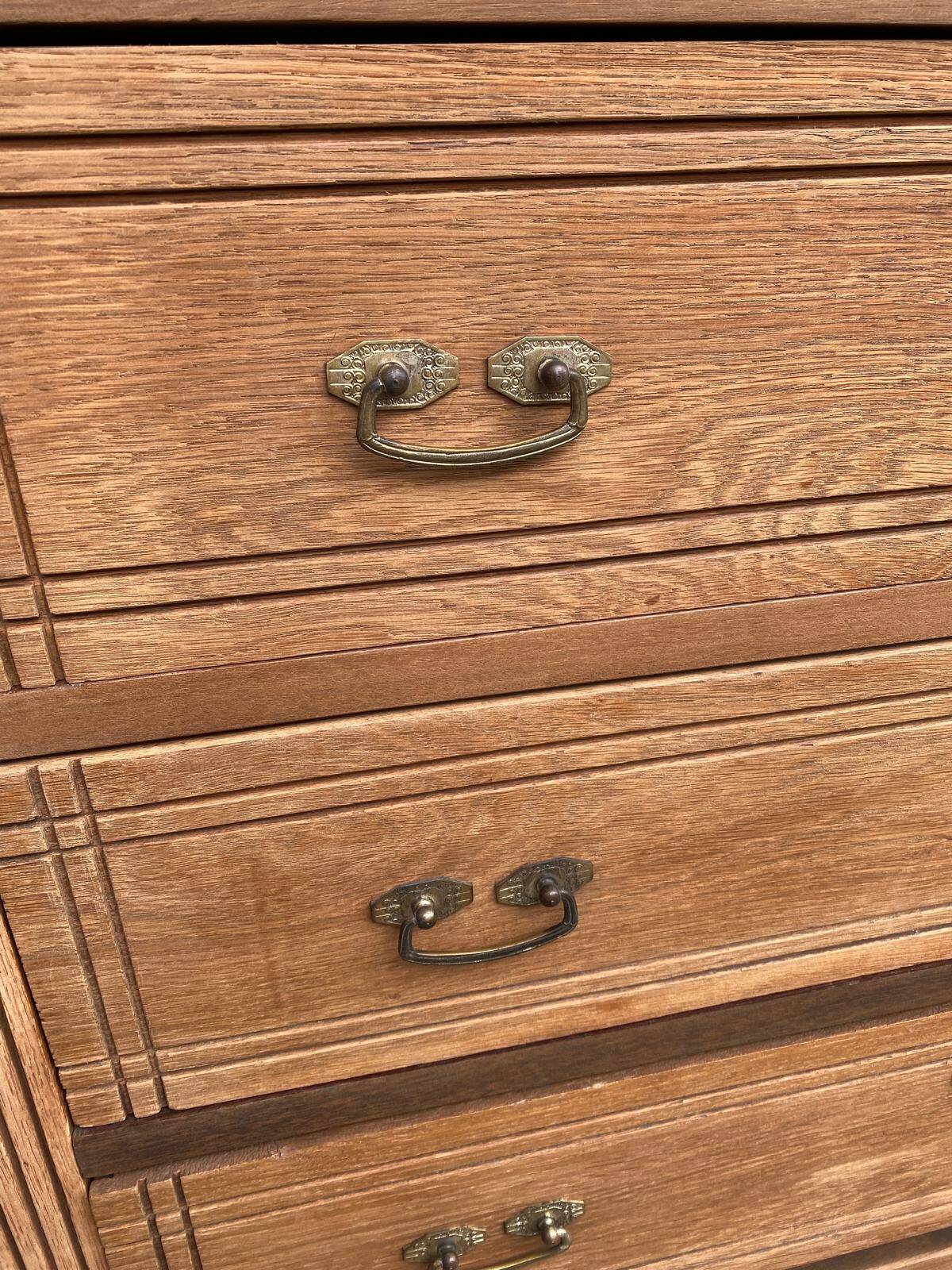 Commode style empire rénovée en chêne brut 4 tiroirs