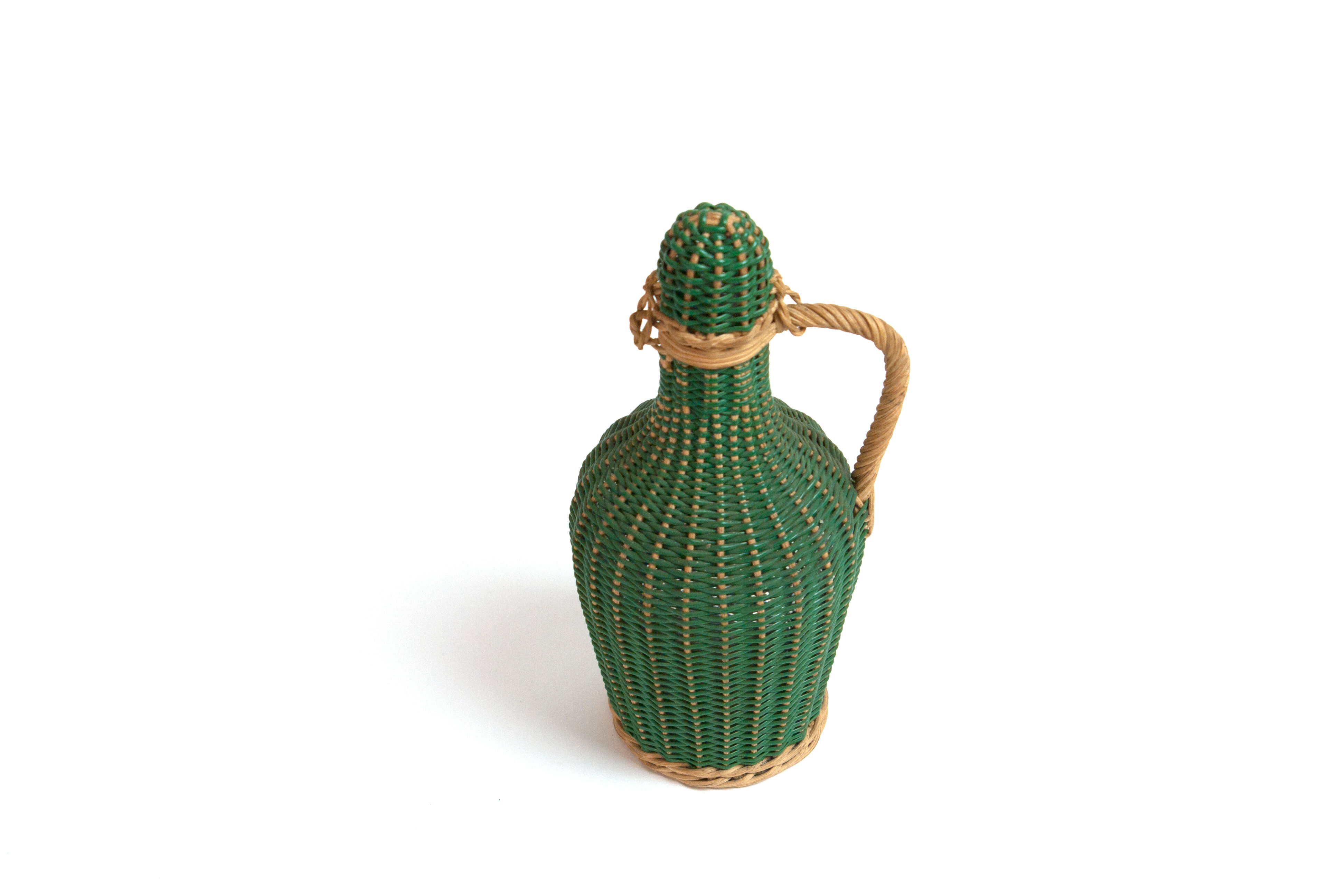 Bottle green scoubidou and rattan natural 60 years