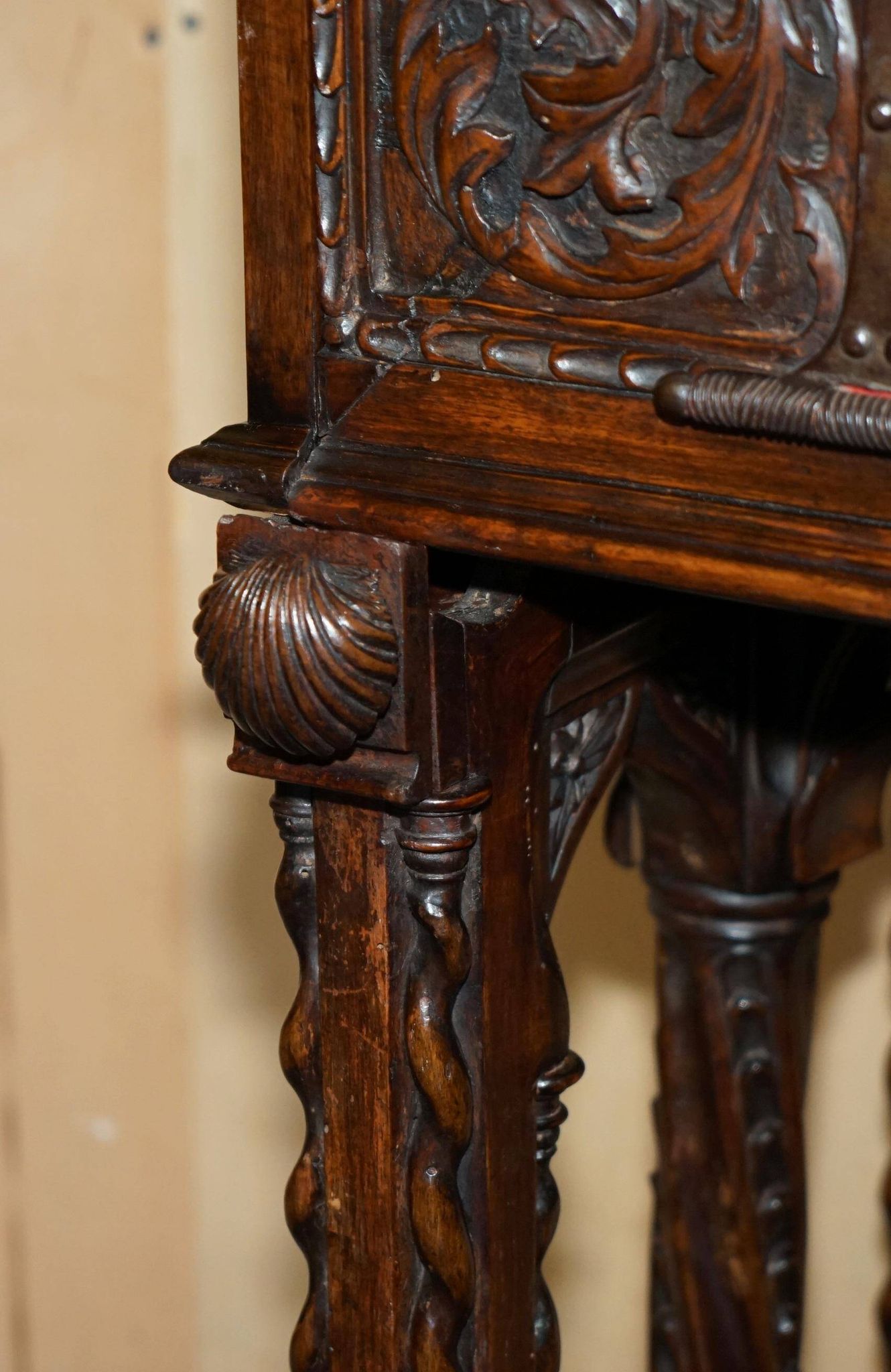 18th-century carved Spanish cabinet with hidden storage.