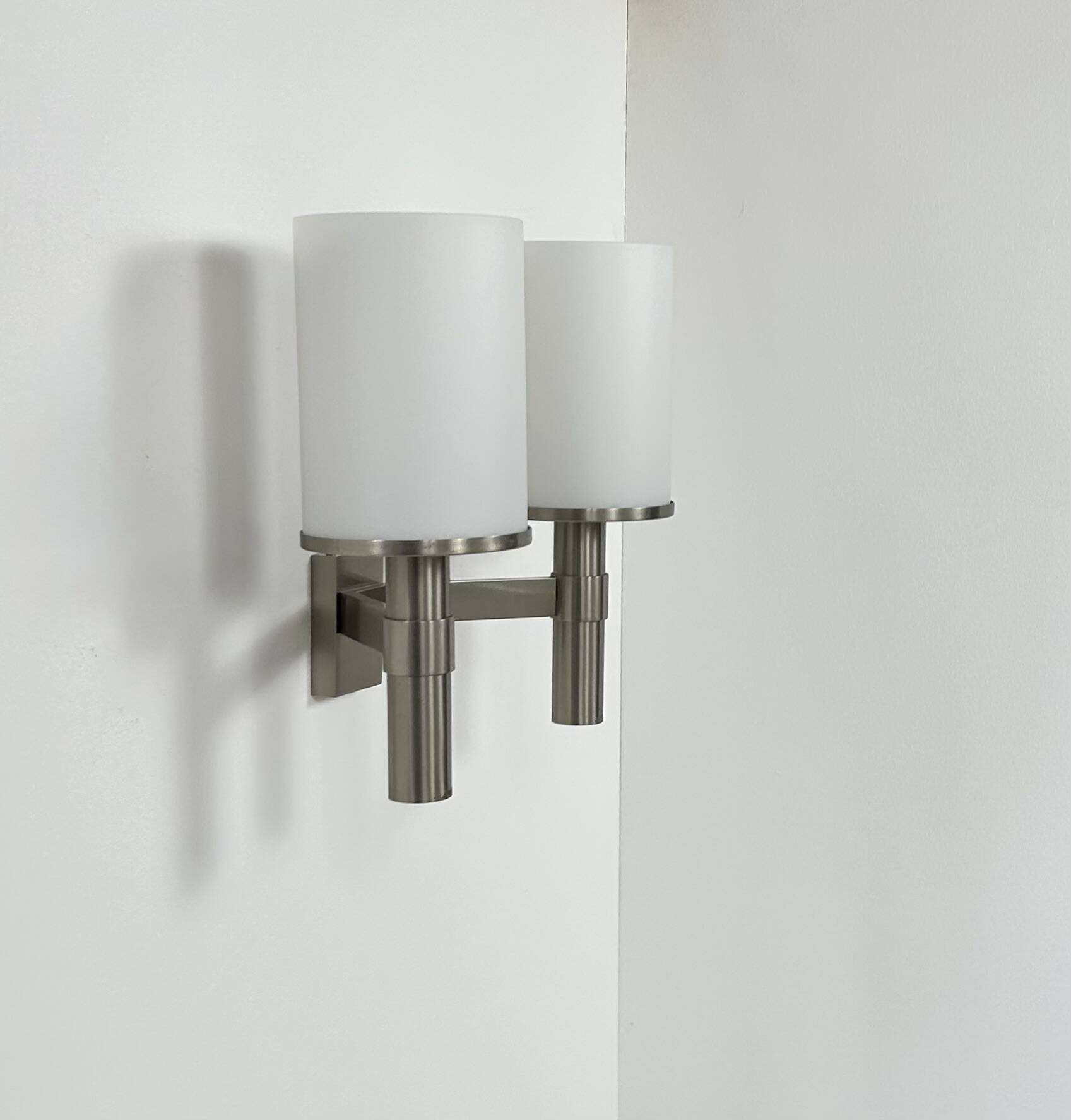 Perzel double wall light model 1141, metal and opaline, France, 1960.