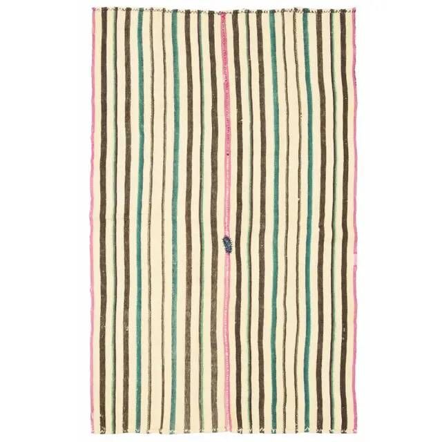 1970s Vintage Turkish Oushak Handmade Wool Cotton Beige Area Rug 137x221