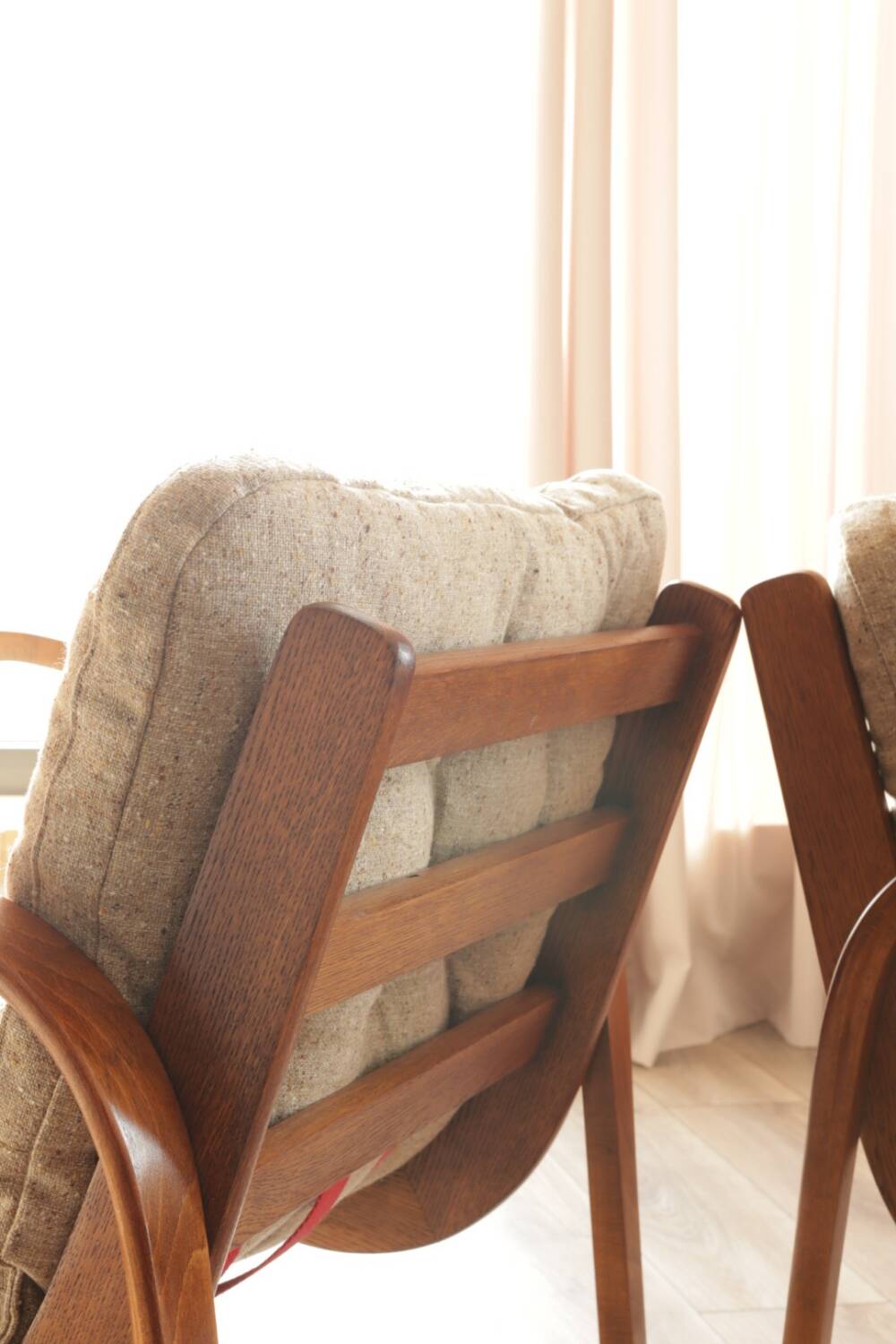 Pair of vintage beige granola armchairs from the 1950s