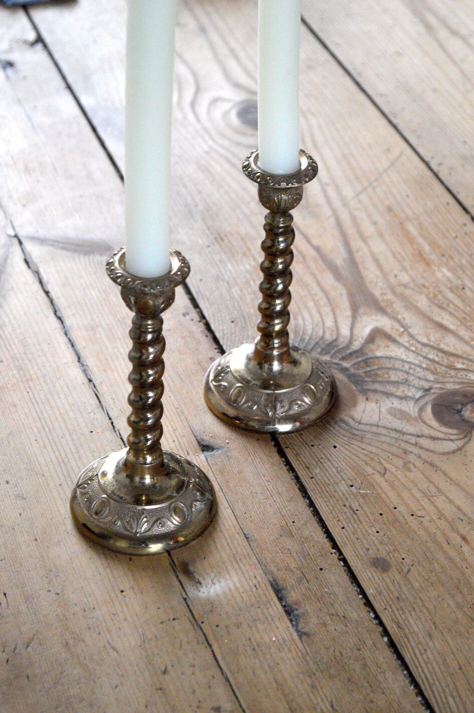 Pair of English candle holders