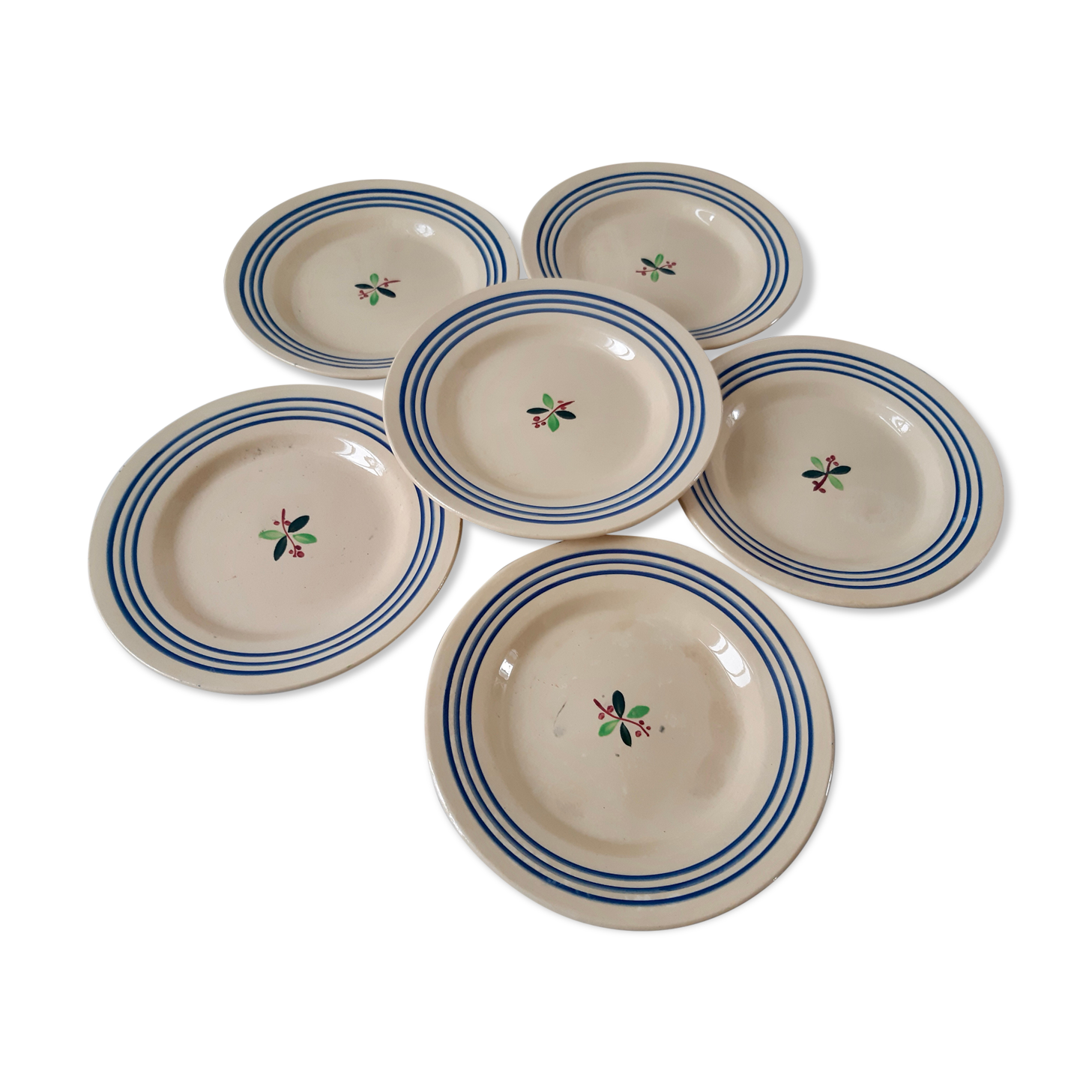 Set of 6 dessert plates Gien model Yvonne