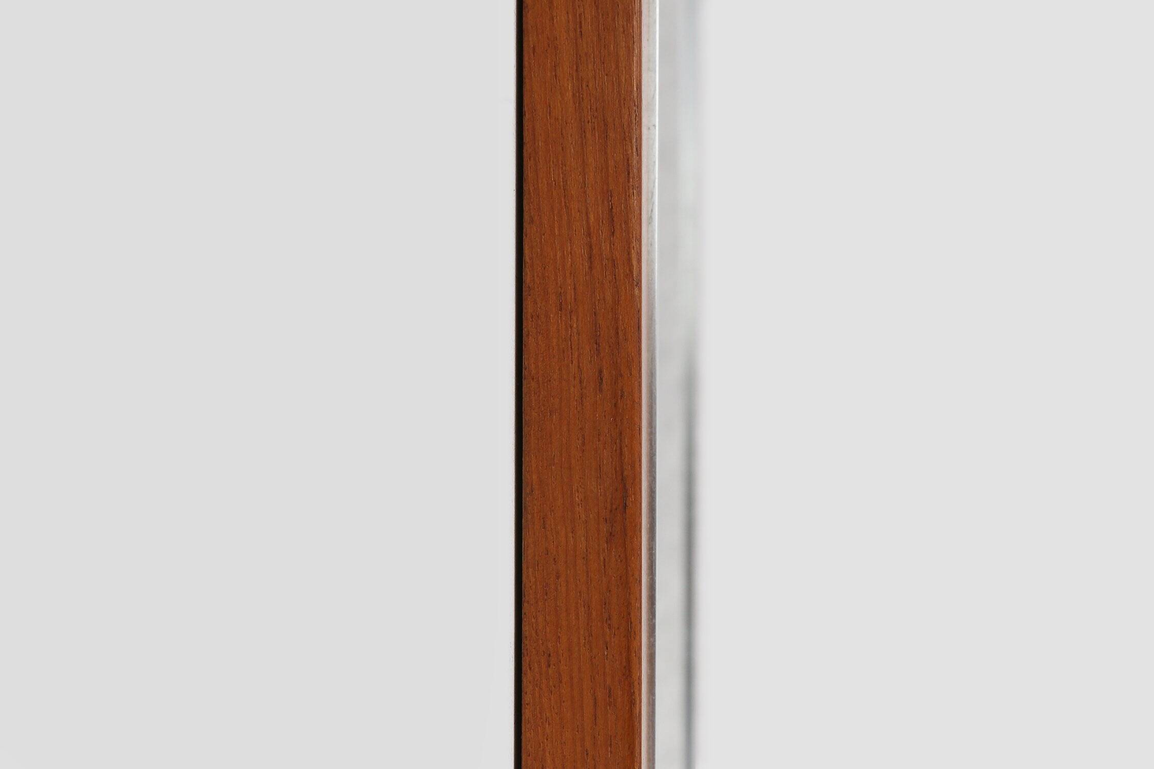 Miroir en teck du milieu du siècle avec étagère attribué à De Coene, Belgique, années 1960.