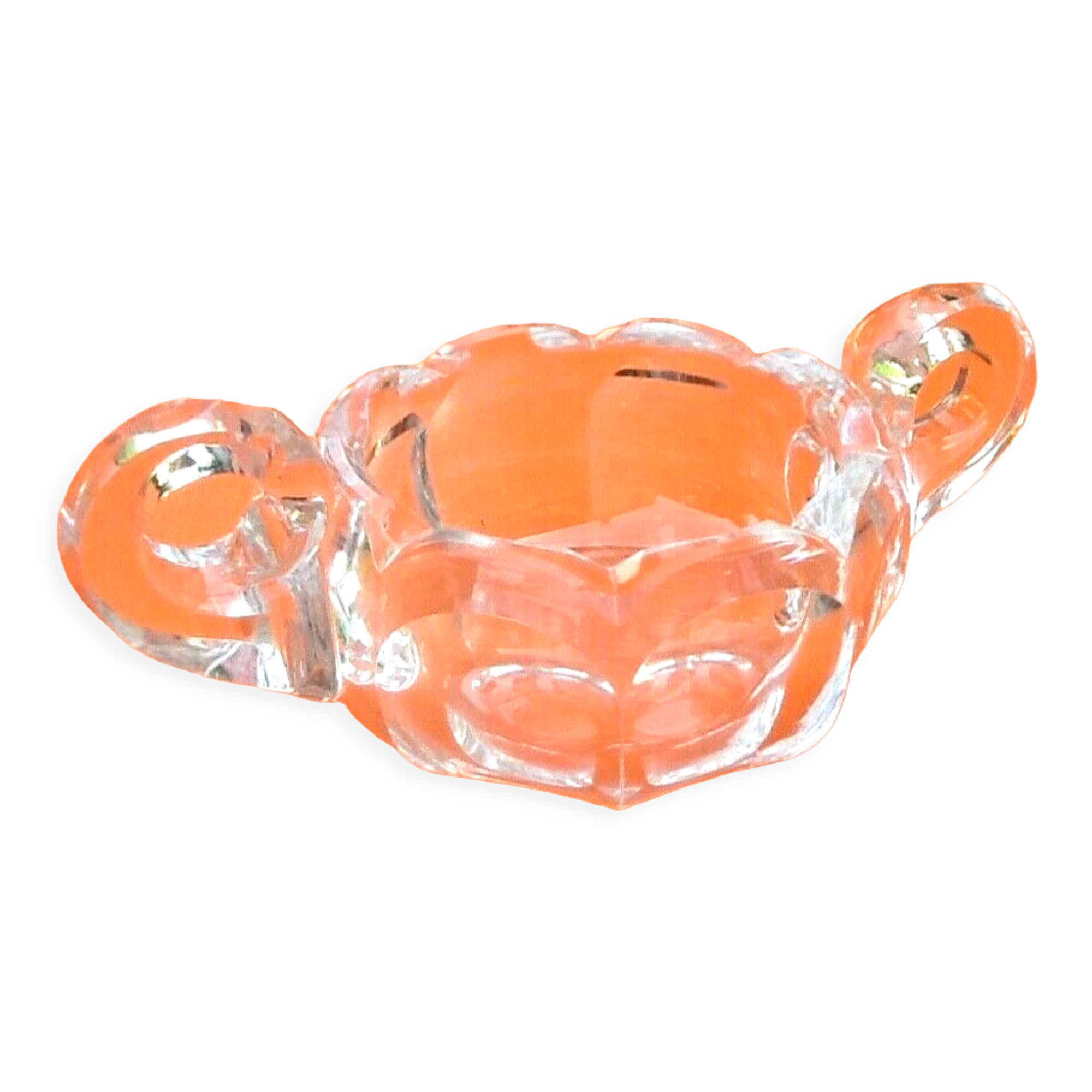 1960s empty faceted pocket with handles cut crystal