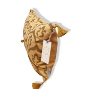 Housse de coussin ottoman style ikat ocre havane, verte olive, 30 x 50 cm