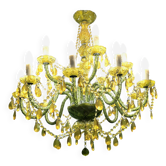 Grand lustre à pampilles en verre et polypropylène – 14 lumières