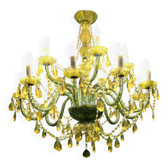 Large chandelier with glass and polypropylene pendants – 14 lights