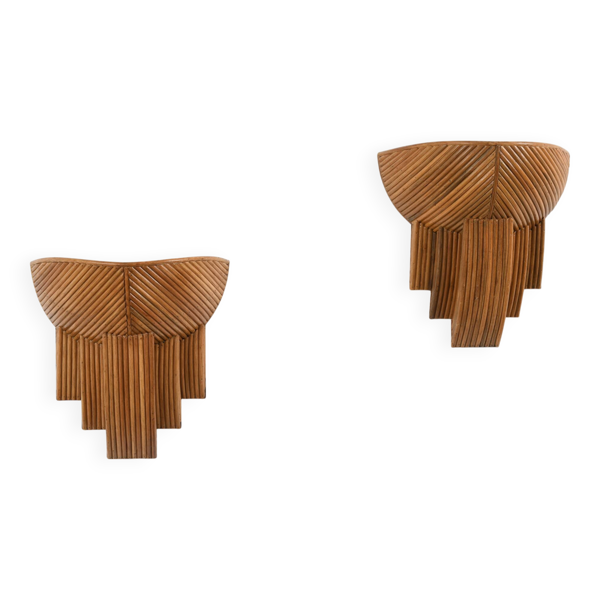 Pair of Rattan Wall Lamps