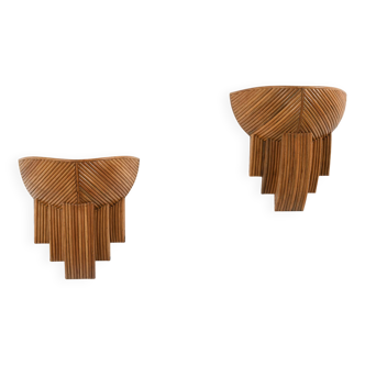 Pair of Rattan Wall Lamps