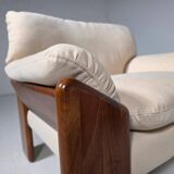 Mid-century walnut "Sapporo" armchairs by Mario Marenco for Mobil Girgi, 1970.