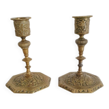 Pair of gilt bronze candlesticks signed Alfred Daubrée, Napoleon III