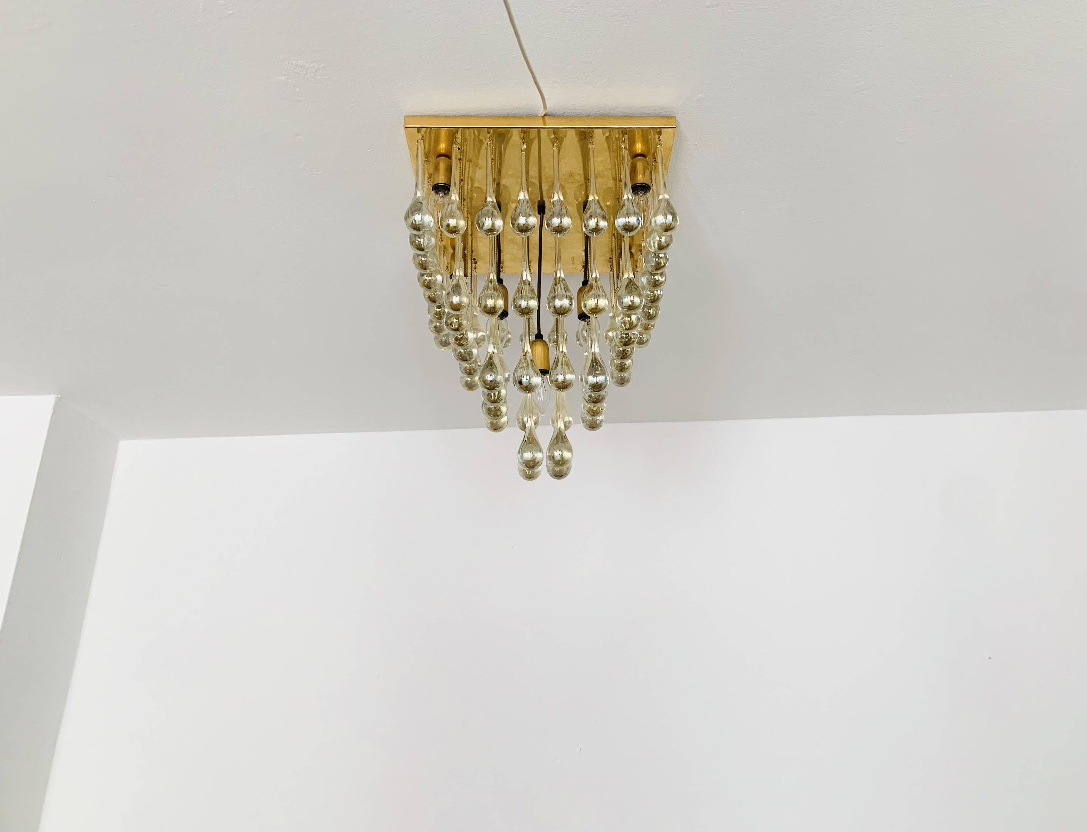 Chandelier en verre Flush par Ernest Palme