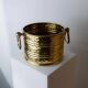 Vintage brass jardinière or wine bucket from the 1970s, large container with double handles.