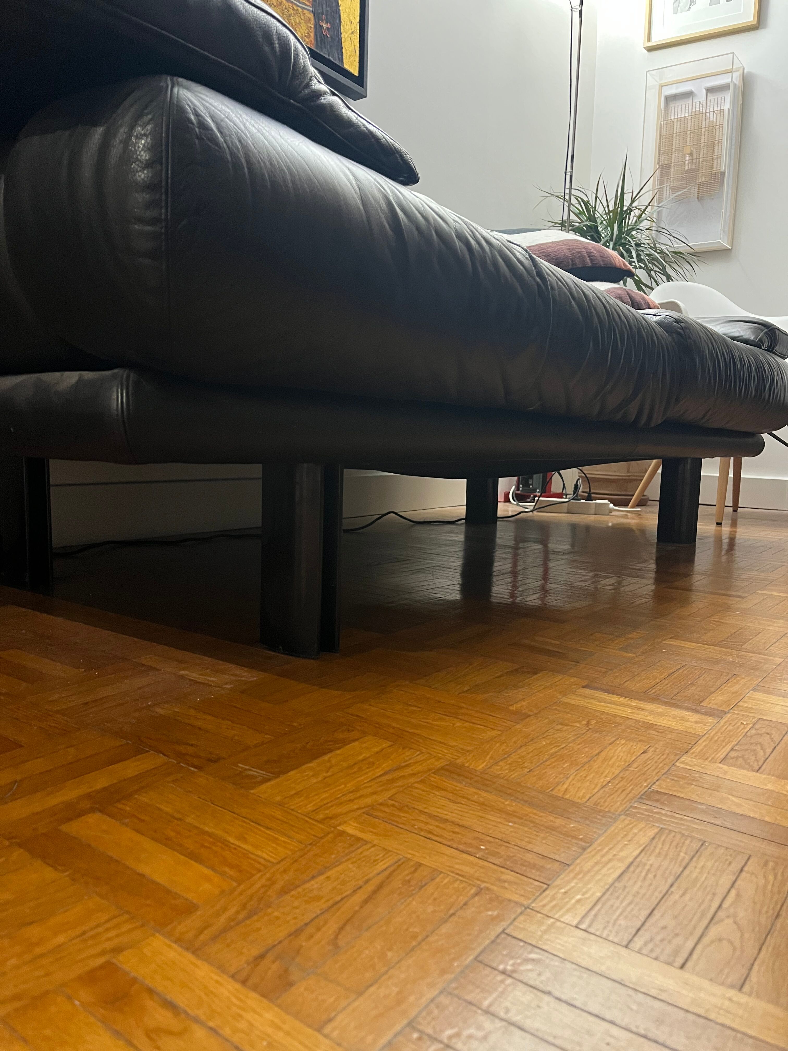 Canapé Cuir noir Alanda de Paolo Piva pour B&B Italia