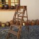 Antique wooden carpenter's stepladder, traces of paint, treated, 110 cm