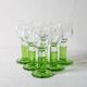 Set of 6 Vintage Limoncino Liqueur Glasses Green Stem Shot Glasses Bormioli