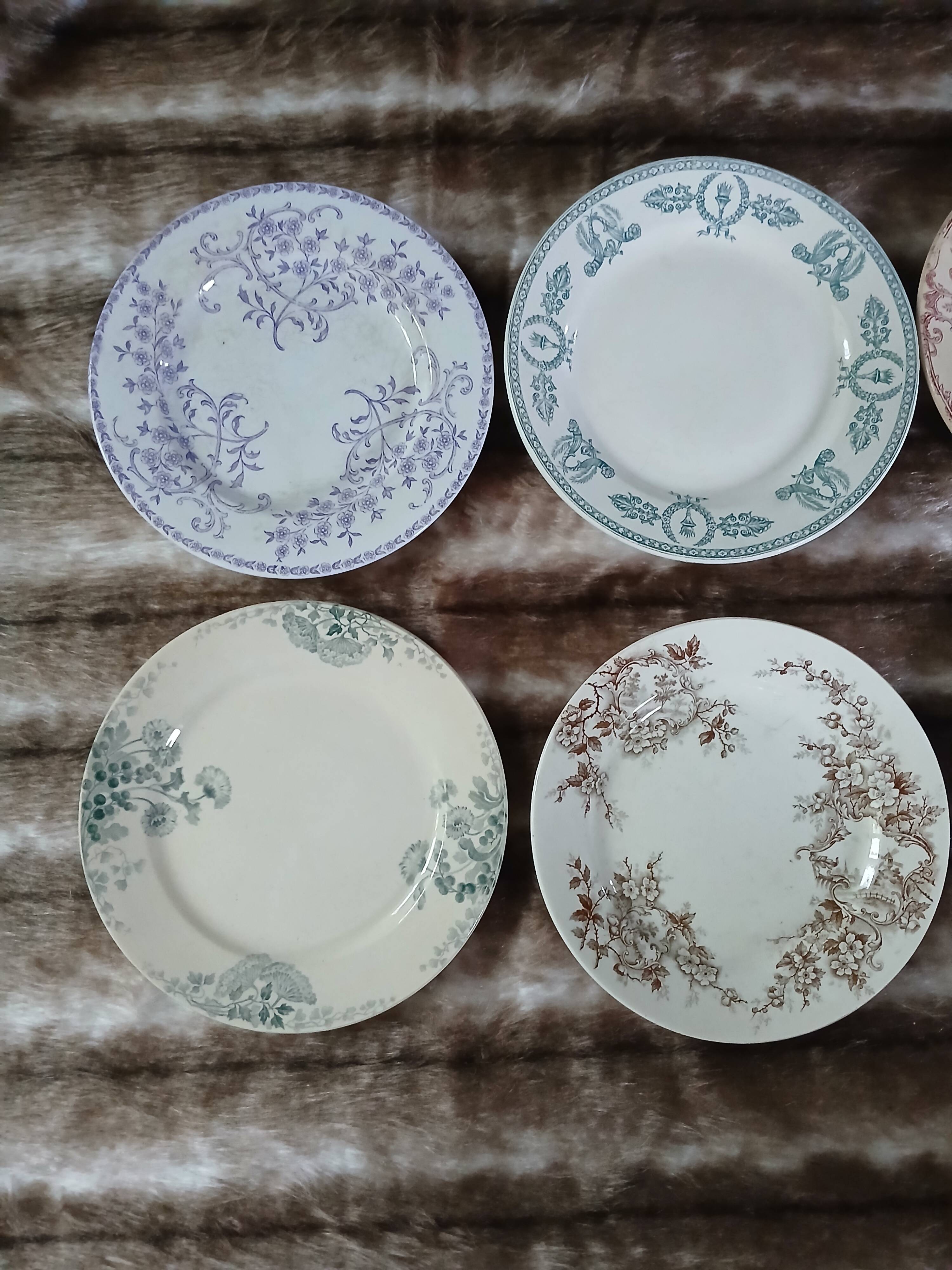 10 assiettes plates anciennes en Terre de fer