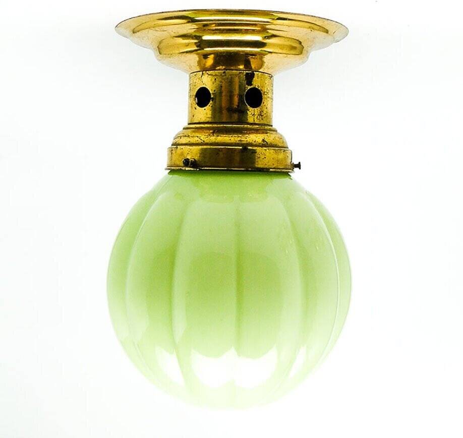 Art Deco brass and glass ceiling lamp, Germany, 1930s