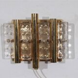 Pair of glass and brass wall lights by Carl Fagerlund 1970