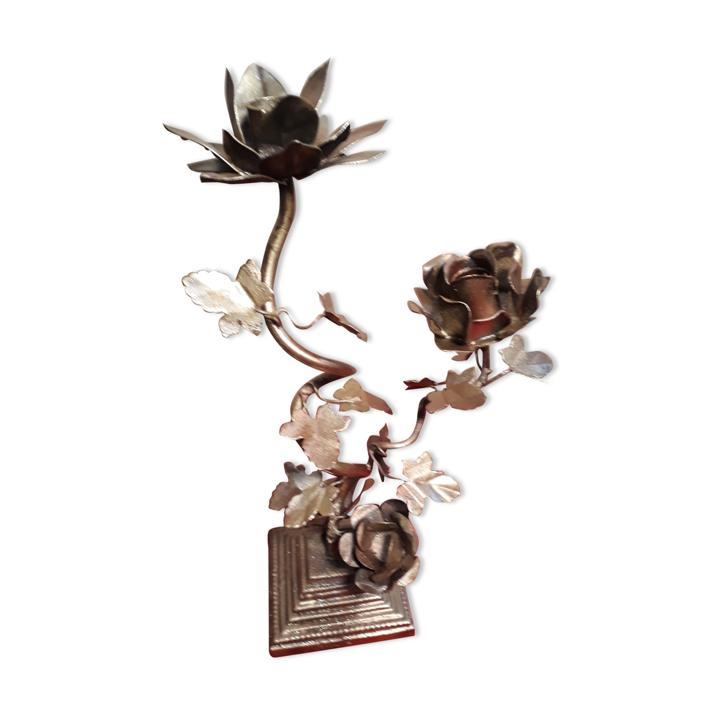 iron chandelier flower pattern and steel cast iron foot 2kg 40x24cm 1970