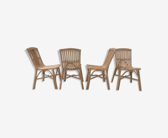 Suite de 4 chaises en rotin