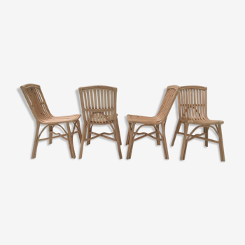 Suite of 4 rattan chairs