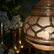 Vintage Art Deco globe table lamp in pink and gold glass.