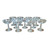 Series of 11 cut crystal champagne glasses