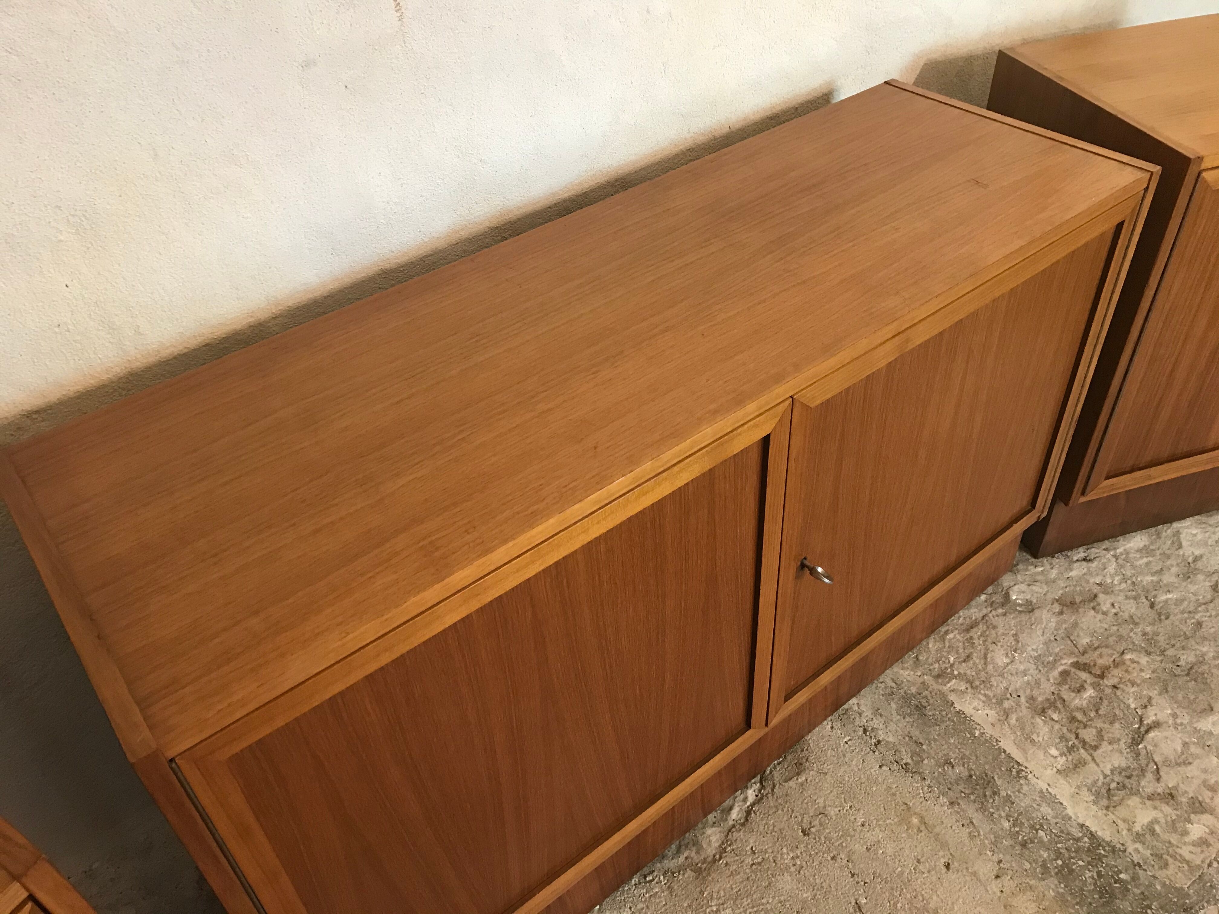 Set de trois modules enfilade style scandinave teck blond 1960
