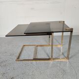 Ronald Schmitt trundle tables, glass and metal, 70s/80s