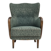 1960s, Danish armchair, green furniture velour, beech wood.